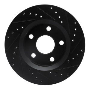 Jeep Wrangler Brake Rotor (1) - Front Left - R1 Concepts - Drilled & Slotted - Black - `07-`18